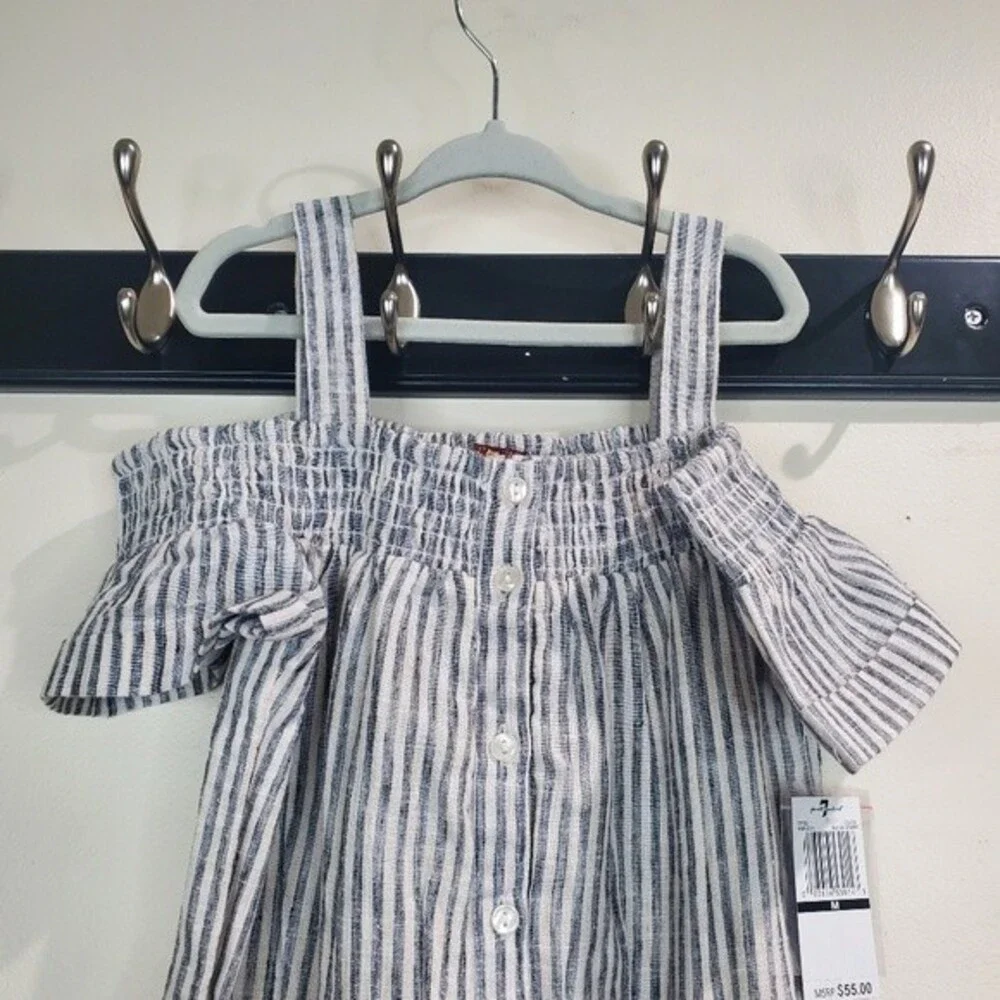 7 for all mankind blue and white jumpsuit medium nwt